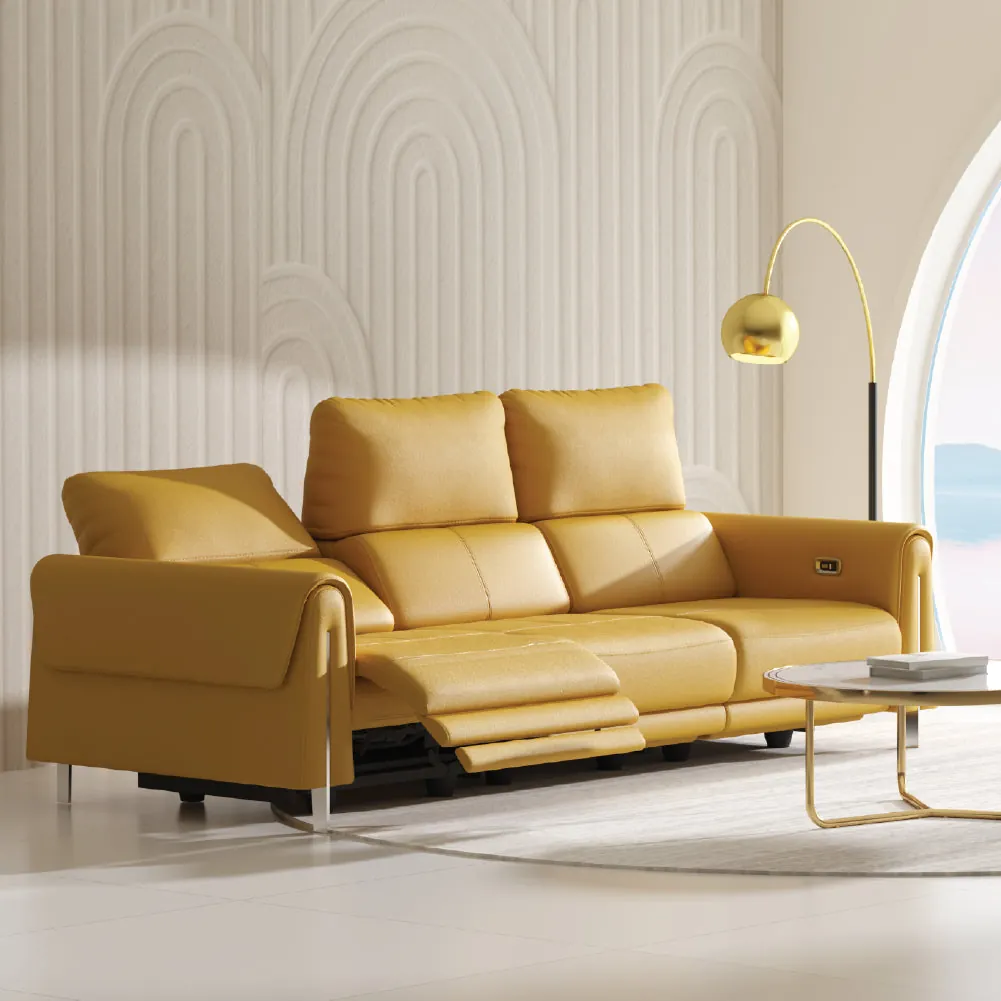 A customer using a computer to research and visualize a sofa from a retailer.
