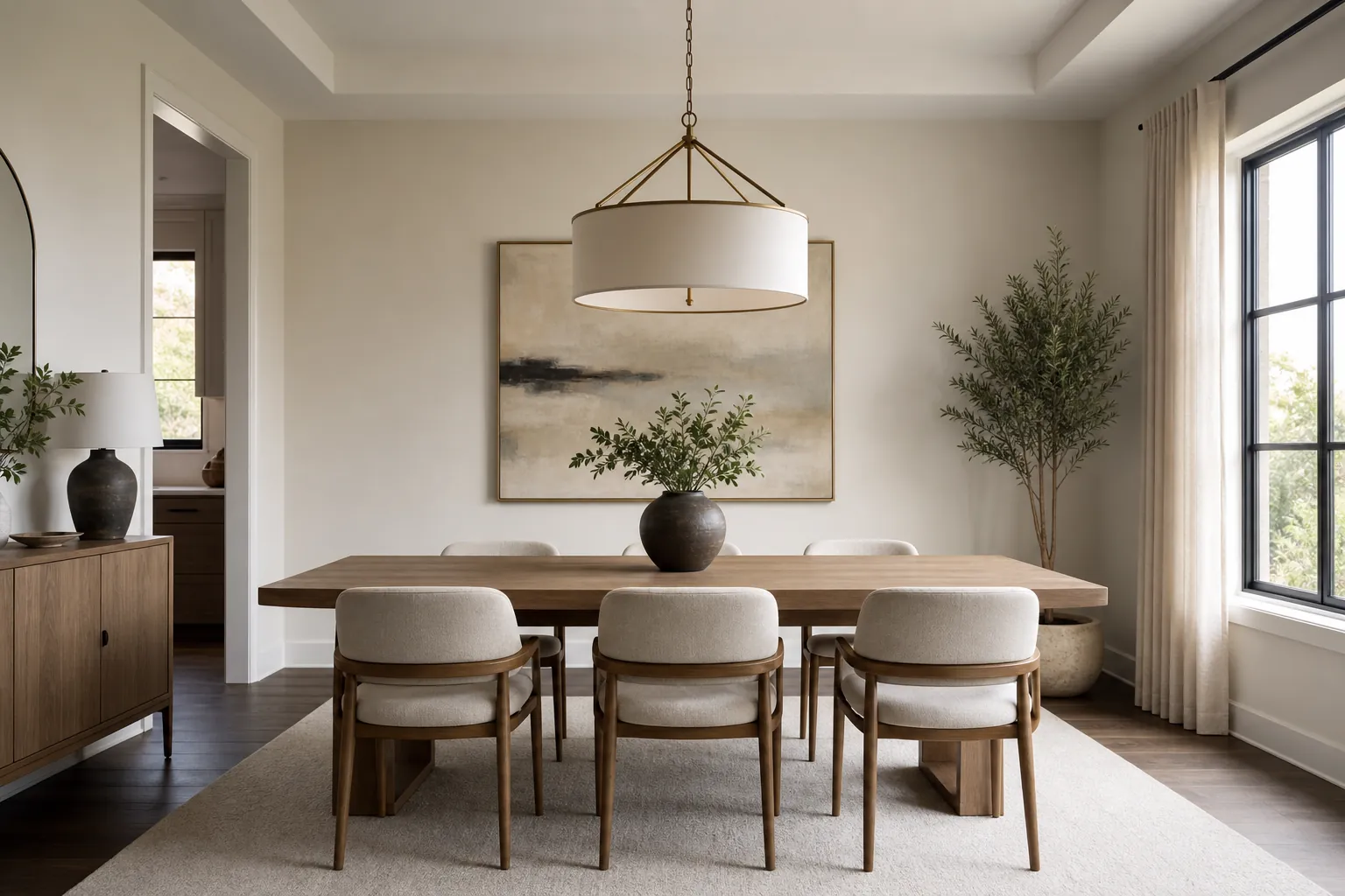 Different dining table shapes displayed in a clean, modern showroom setting.