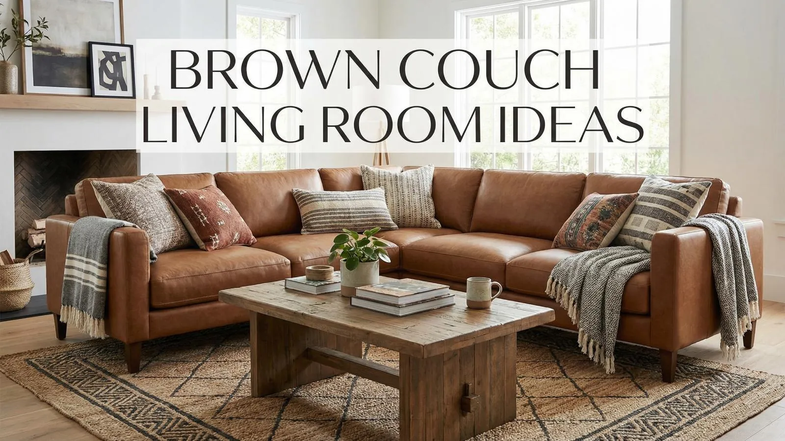 Adding light-colored cushions to a brown couch to create a modern aesthetic.