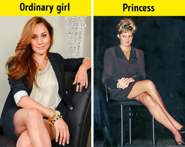 Adjusting posture by dropping shoulders helps achieve a professional model seated look.