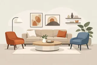 Cool-toned living room furniture demonstrating effective color coordination for a sofa and chairs.