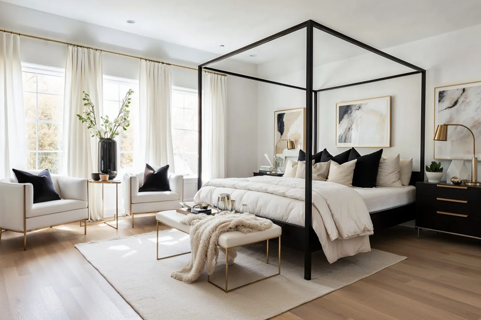 An empty bedroom corner is perfectly transformed into a peaceful seating area.
