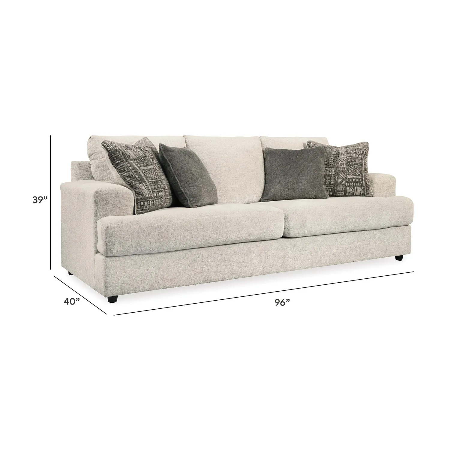 A person measuring a sofa to list accurate dimensions for a sale.