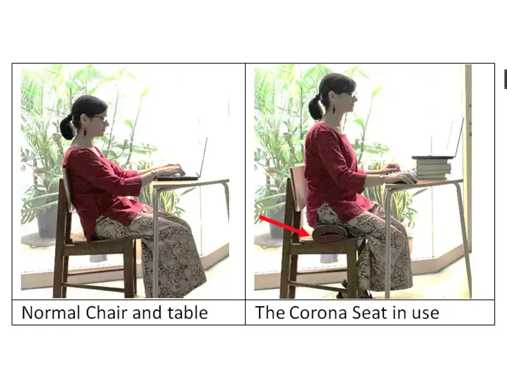 A person tightens a bolt on an ergonomic chair to ensure structural safety.