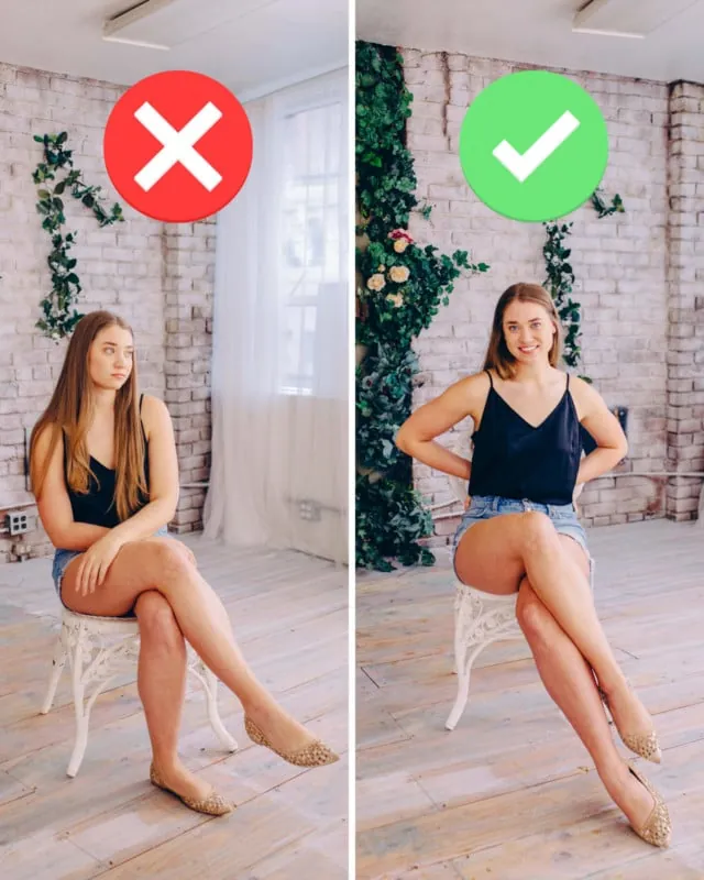 A person using their arms to create interesting geometric shapes while sitting down.