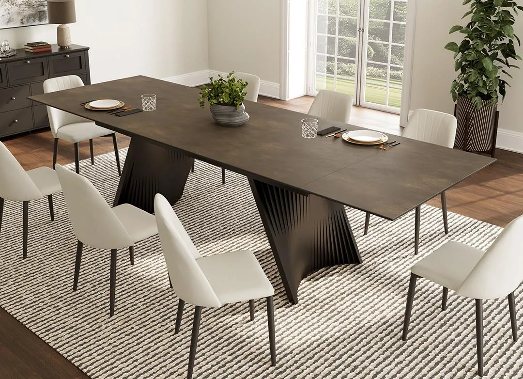 A round pedestal dining table showing how it fits in a small dining space.