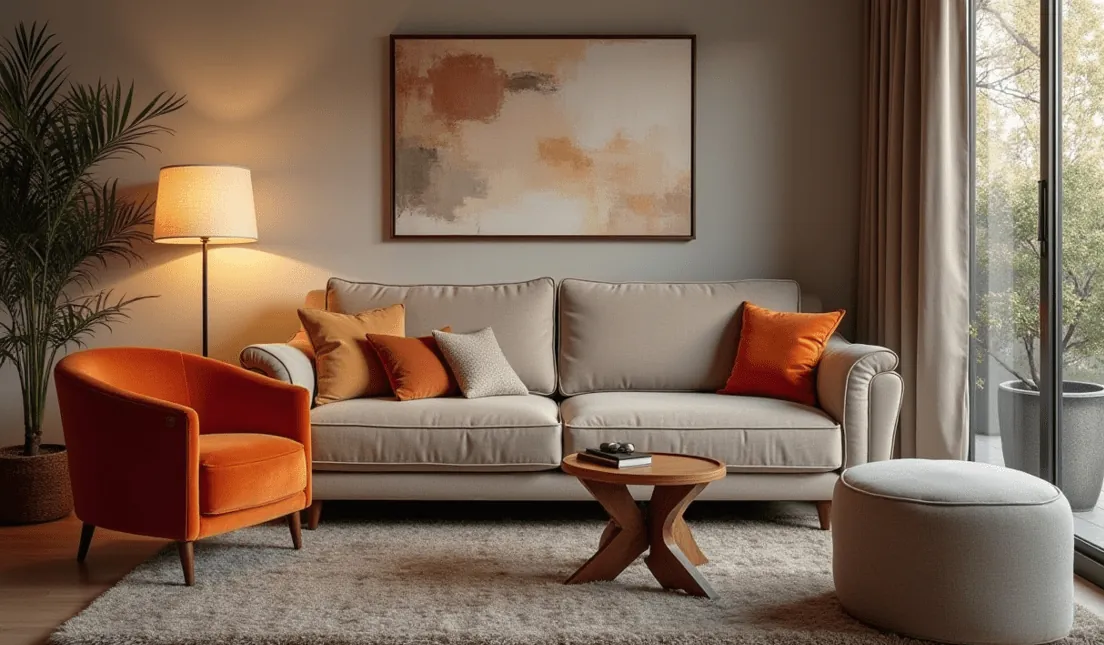 Symmetrical furniture arrangement featuring two armchairs facing a sofa for conversation.